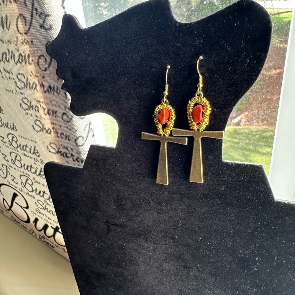 Gold Wire Wrapped Ankh Earrings Handmade with Love ☮️❤️🔆